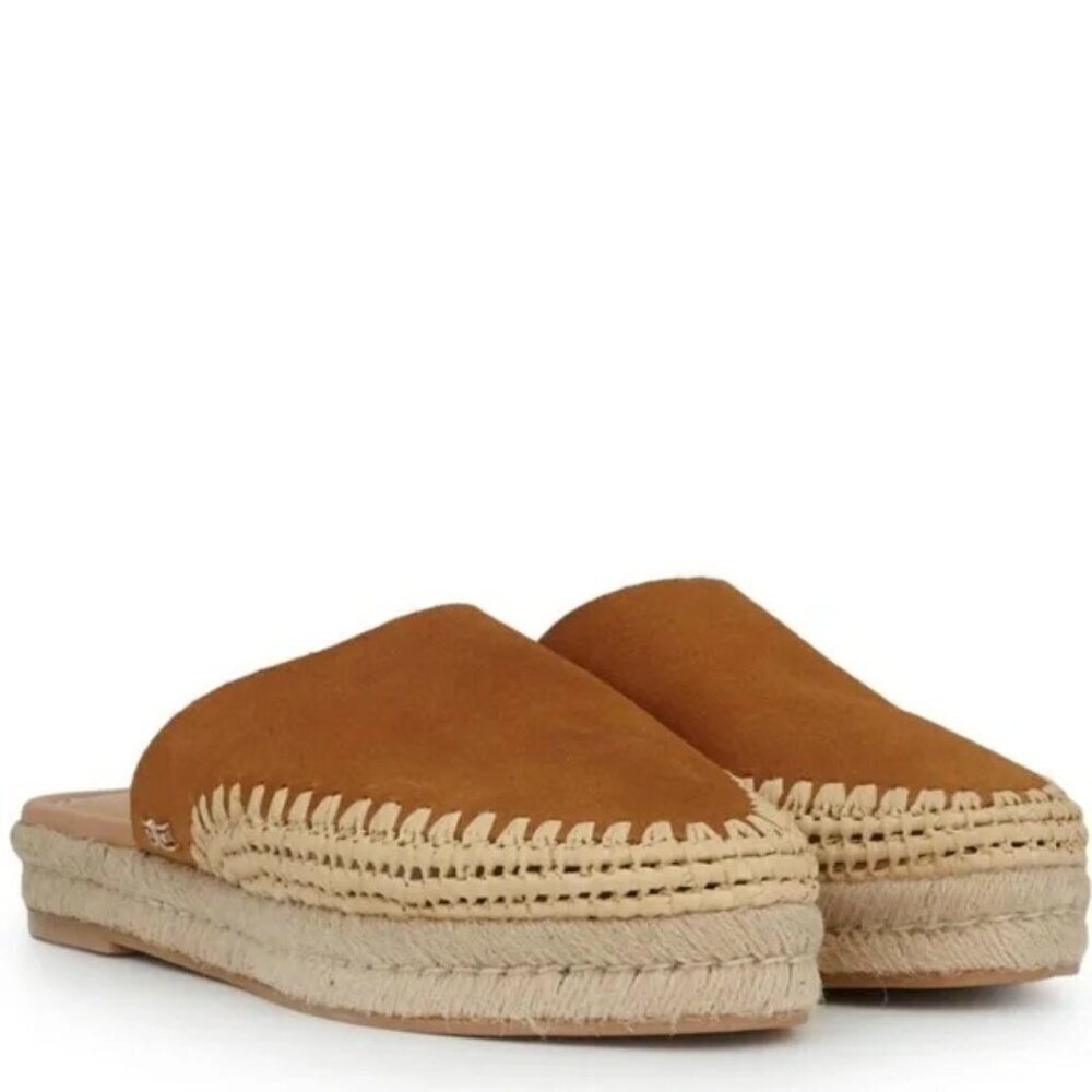 Sam Edelman Austin Suede Slip On Espadrille Mules Bohemian Western in Brown 7.5M